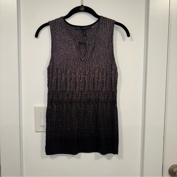 White House Black Market Silver Metallic Knit Tank Top | Size Small - Picture 1 of 10